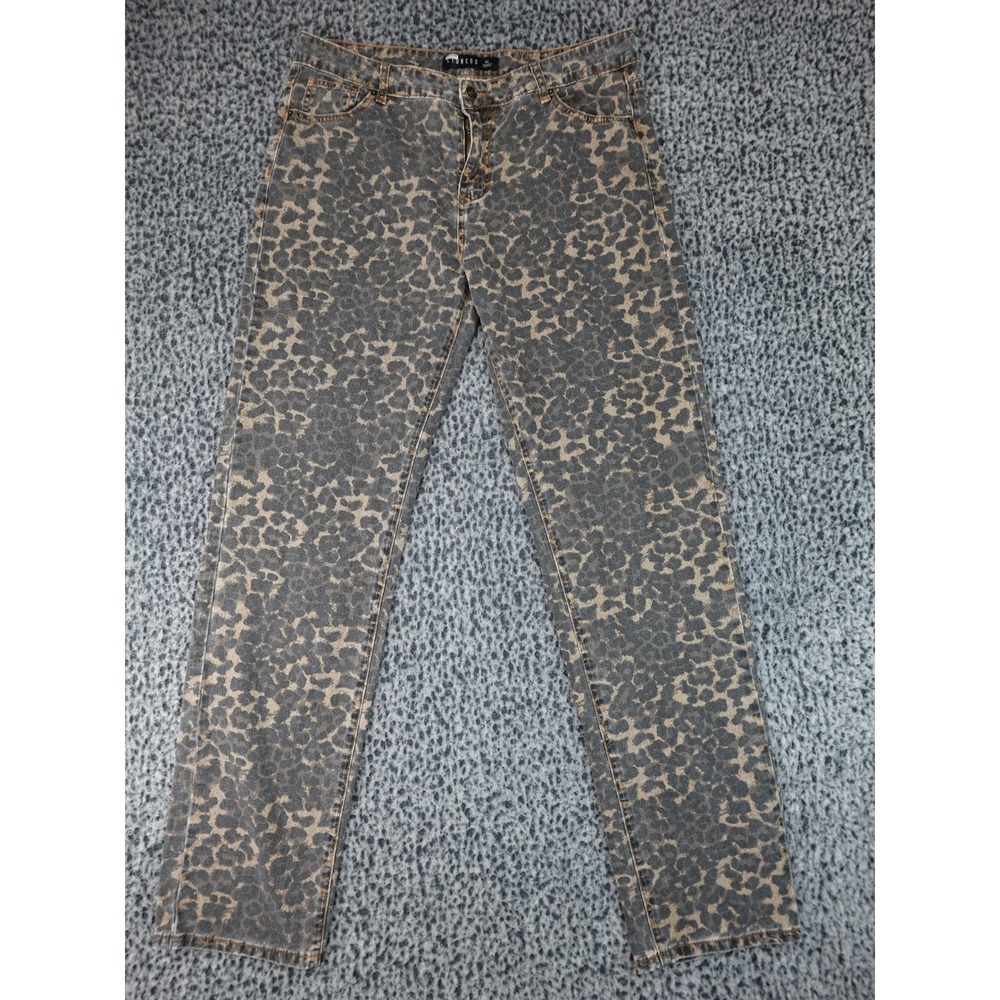 Lioness Jeans‎ Womens XL Black Leopard Print Good High Rise Straight Leg Denim